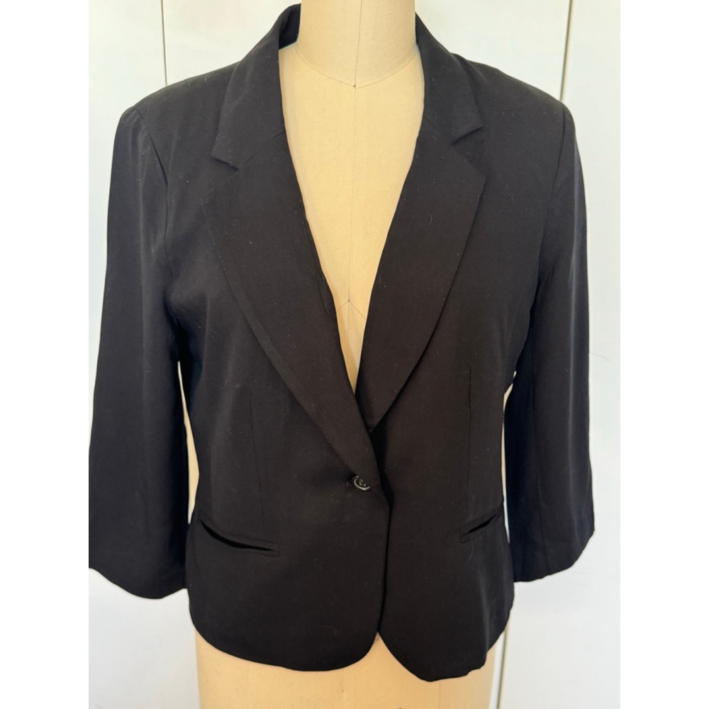 Women's Lauren Conrad Black 3/4 Sleeve lined Blazer back bow detail Size 12